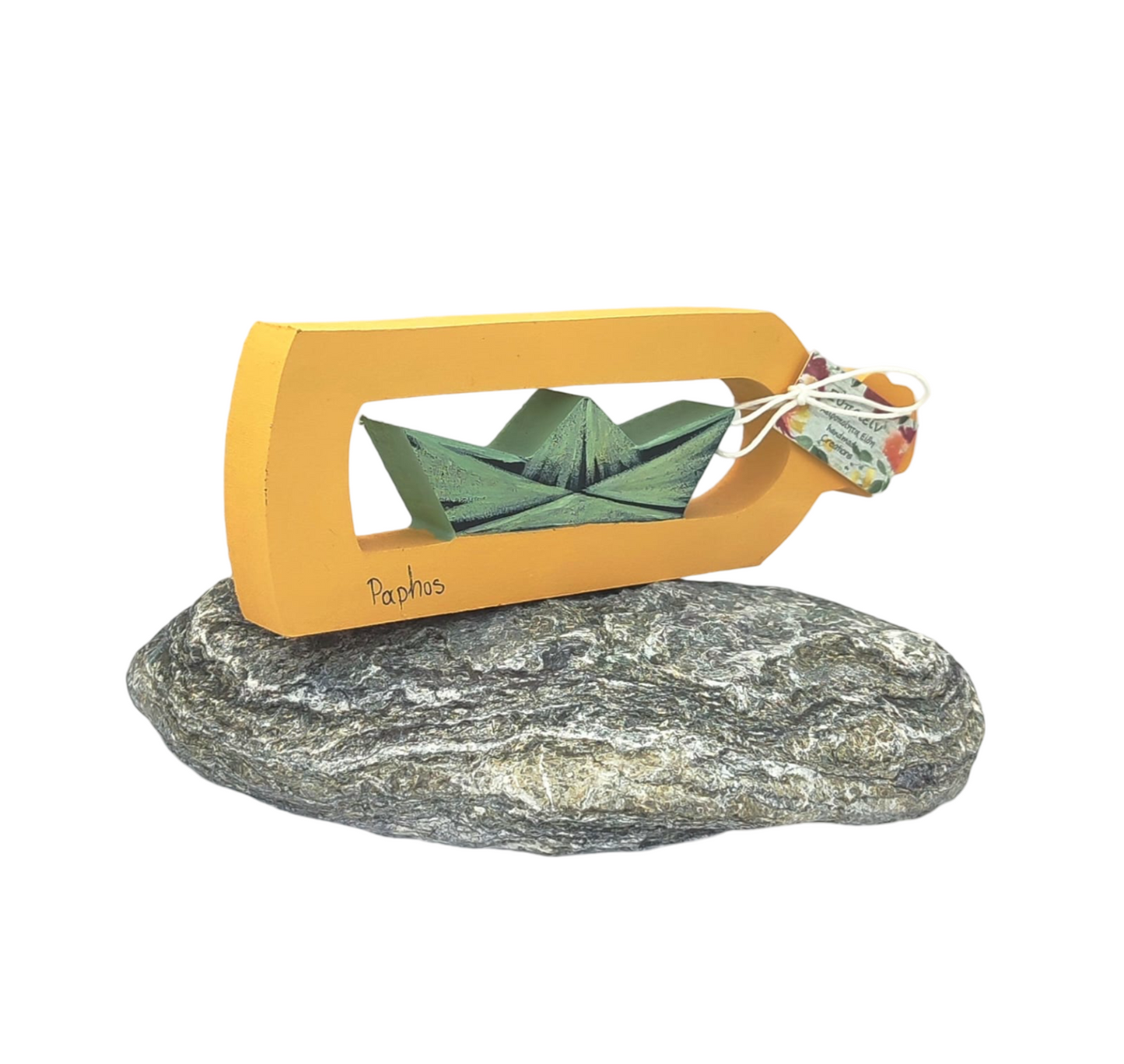 Handmade wooden bottle boat